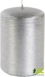 Svíčka válec Kontury drátkovaný motiv 70x100 mm - metalická stříbrná