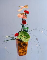 Váza MIMOSA 15 s gel. perličkami oranžová - 2
